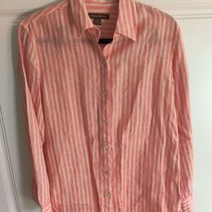 Linen Tommy Bahama Relaxed Pink Striped Button Down Shirt S/p